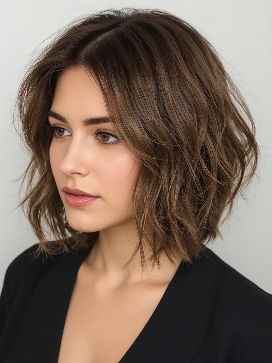 Sholder Length Hairstyle For Thin Hair Fine: Rounded Bob with Subtle Layers
