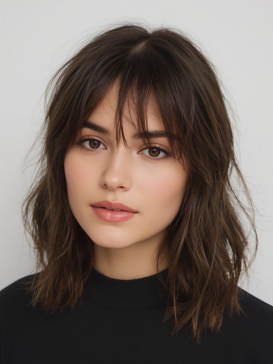 Sholder Length Hairstyle For Thin Hair Fine: Wispy Layers with a Center Part