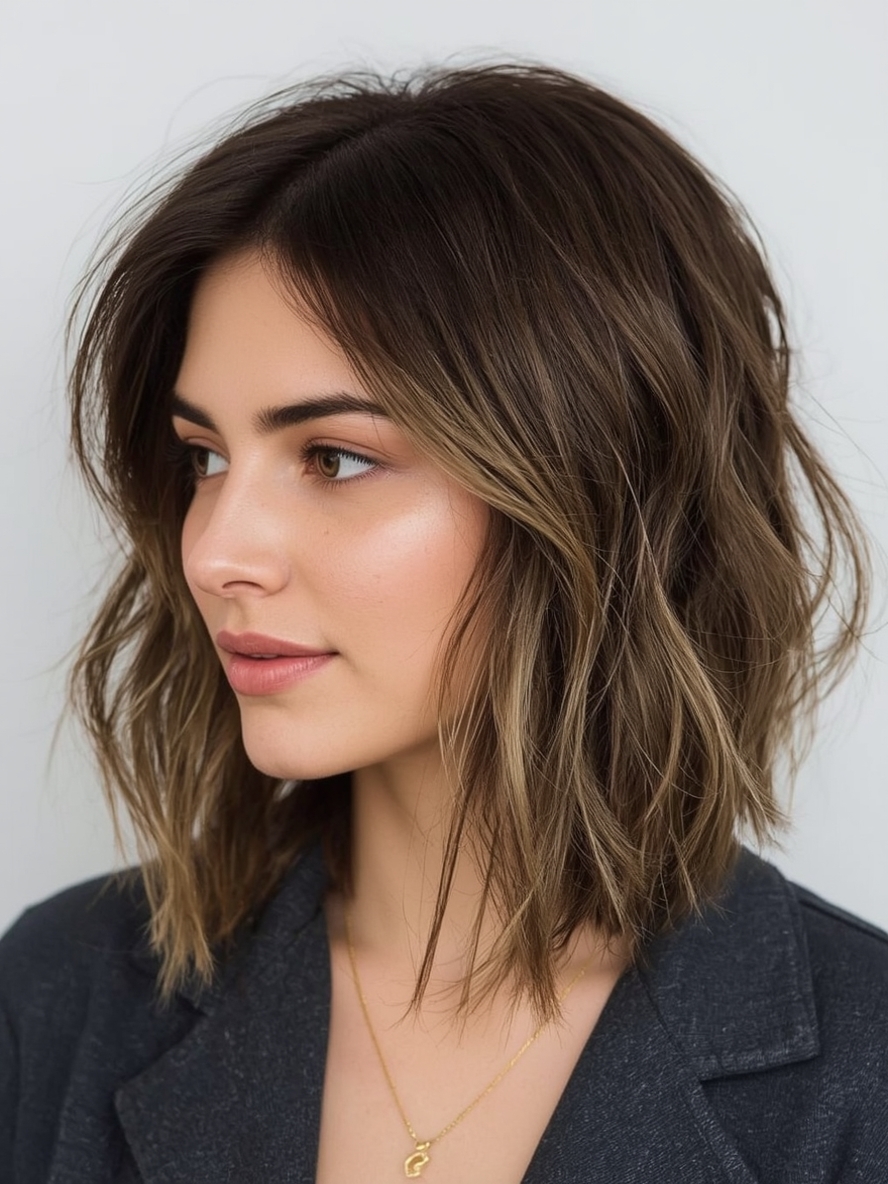 Sholder Length Hairstyle For Thin Hair Fine: Asymmetrical Cut with Texture
