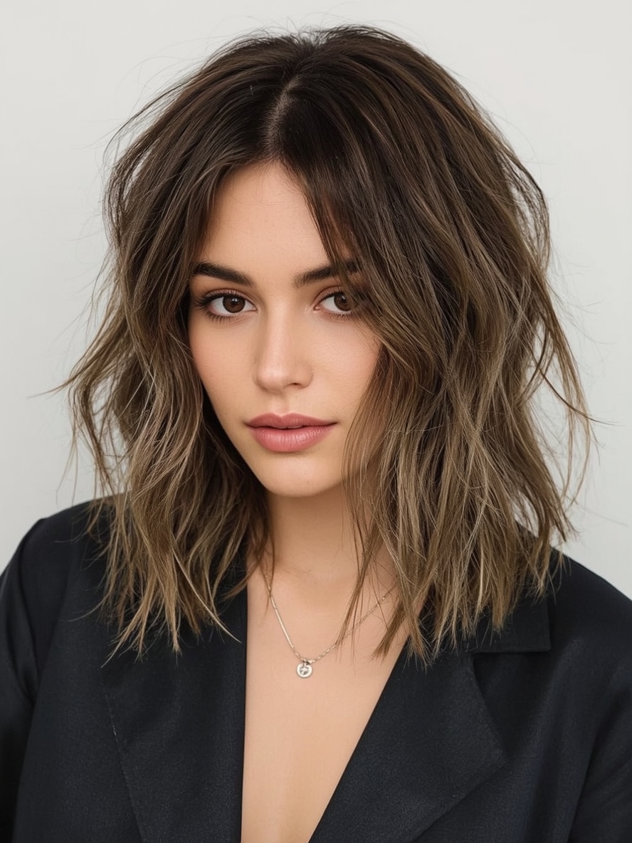 Sholder Length Hairstyle For Thin Hair Fine: Rounded Layers for Natural Volume