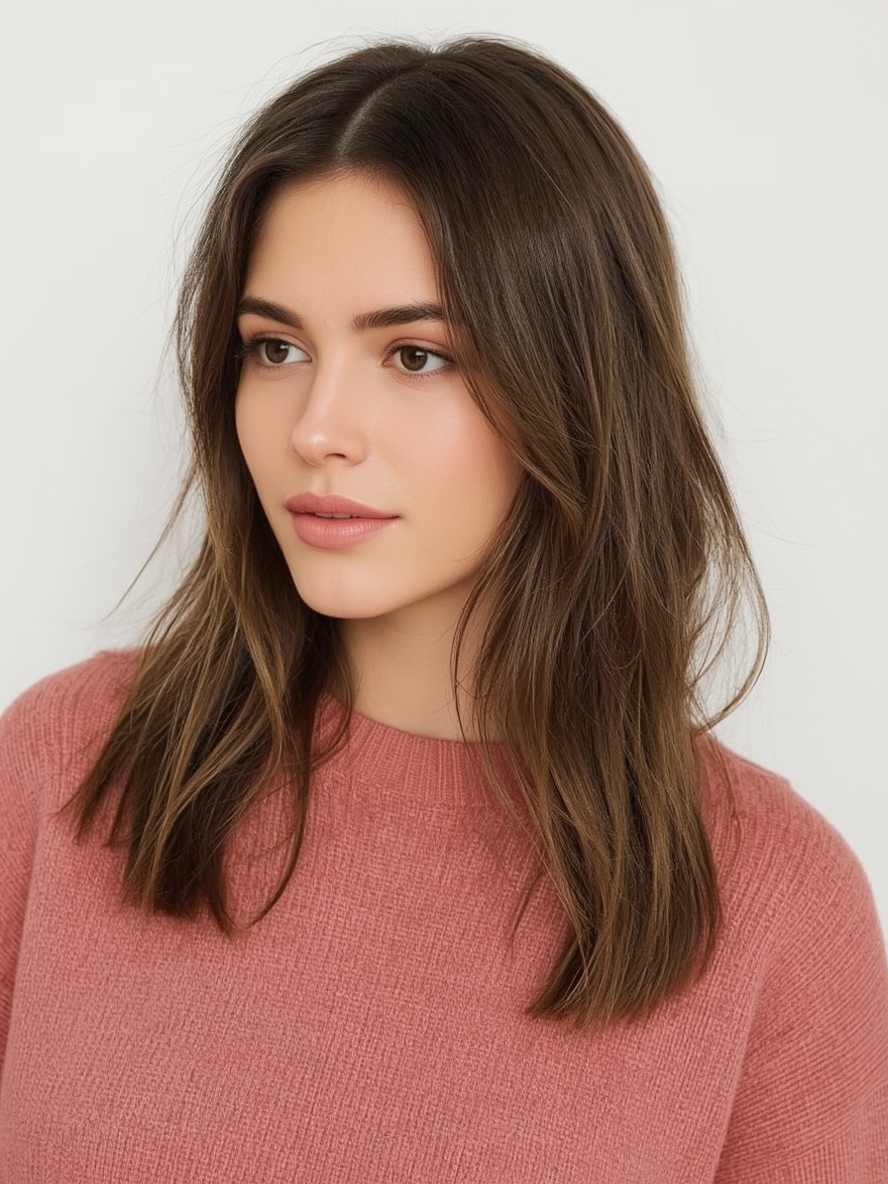 Sholder Length Hairstyle For Thin Hair Fine: Side-Swept Bangs with a Textured Base