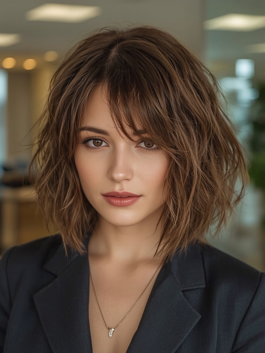 Short Messy Haircuts For Women: Blunt Bob With Soft Waves