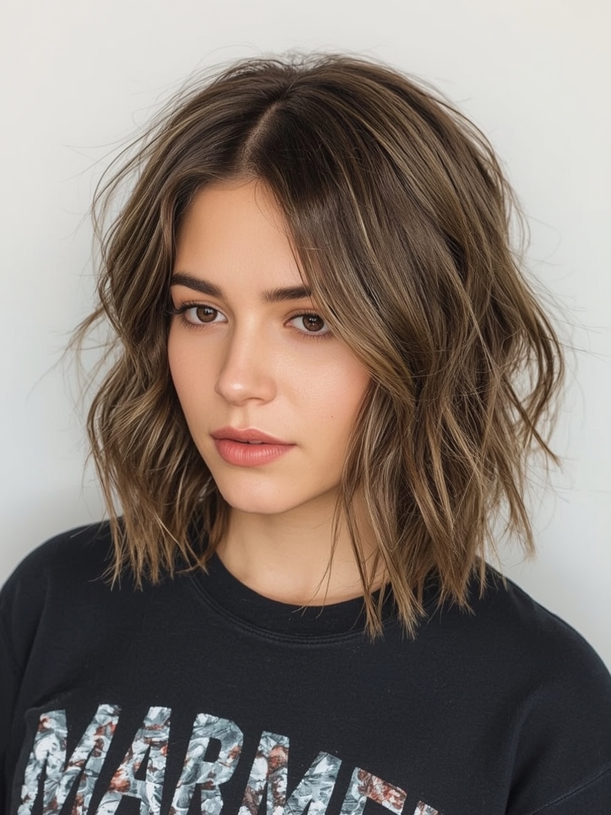 Hairstyles For Thin Fine Hair Over 60: The Chin-Length Bob with Side-Swept Bangs