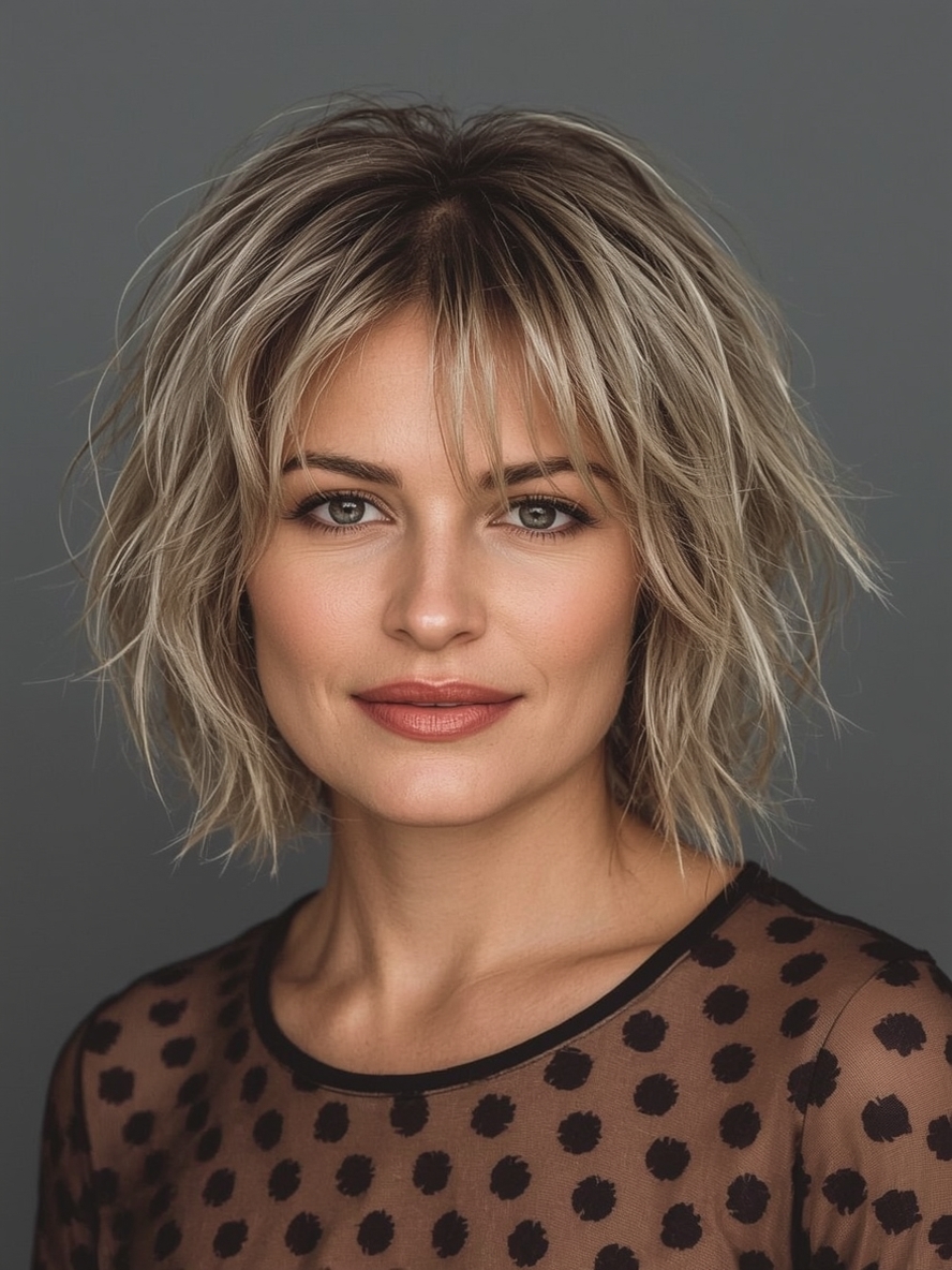 Hairstyles For Thin Fine Hair Over 60: The Wispy Bangs and Bob